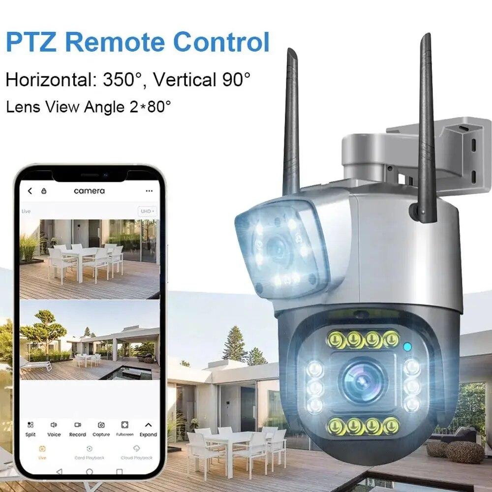 Nuova telecamera IP 4G/WiFi a doppia lente 8MP 4K Telecamera di sorveglianza Wireless per esterni Smart Home Visione notturna V380 Zoom digitale Telecamera CCTV
