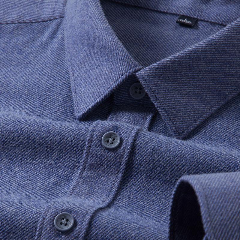 Camicia da Uomo, Camicia Calda in Lana, Manica Lunga, Camicia da Pendolare per Mezza Età, Primavera e Autunno, Business Casual