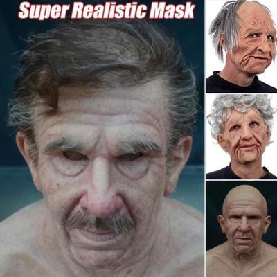 Halloween Party Horror Mask Spoof Mask Old Man Mask Moving Mouth Headgear Performance Prop for Halloween Christmas Party