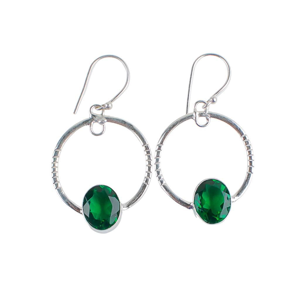 Chrome Diopside Gemstone 925 Sterling Silver Jewelry Drop/Dangle Earrings 1.37" EE-67-2