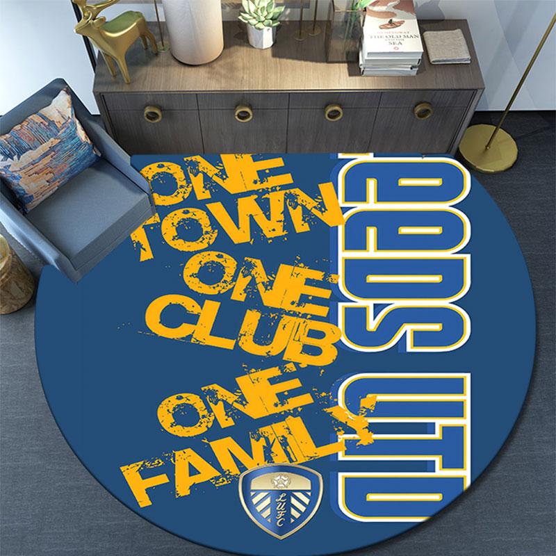 Leeds United Logo Pattern Round rug,Carpet Rug for Living Room Bedroom Playroom ,Non-slip Floor Mat,Holiday Gifts and Birthday Gifts.