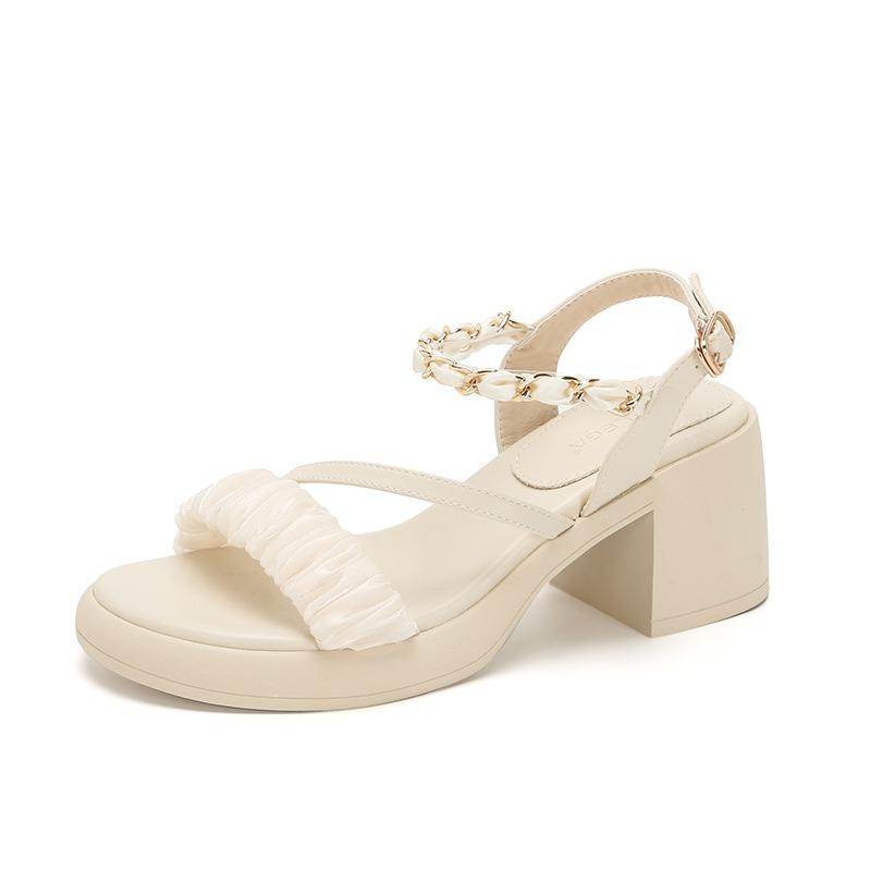 Sandals women's new summer platform with skirt thick heel one-word belt sandals high heels