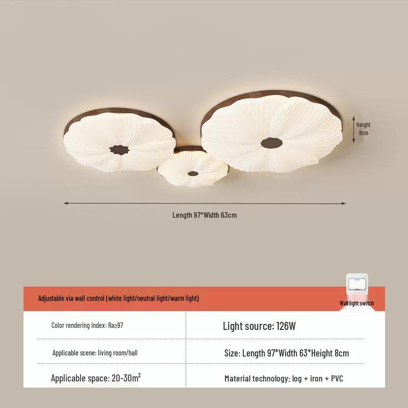 "Medieval-Style Ceiling Lamp: Full-Spectrum Eye Protection, Walnut Wood Grain, Cream Finish, Retro Design for Bedroom or Study."