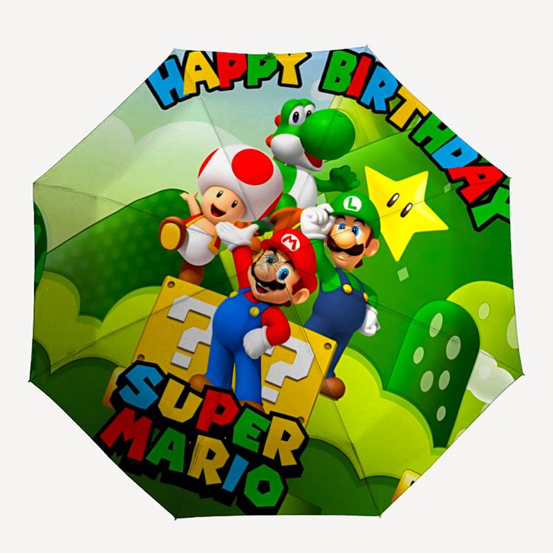 

1pc Mario Party Automatic Open/close Folding Portable Cute Outdoor Umbrella with 8-Ribs Structure for Women/Men, 0901129