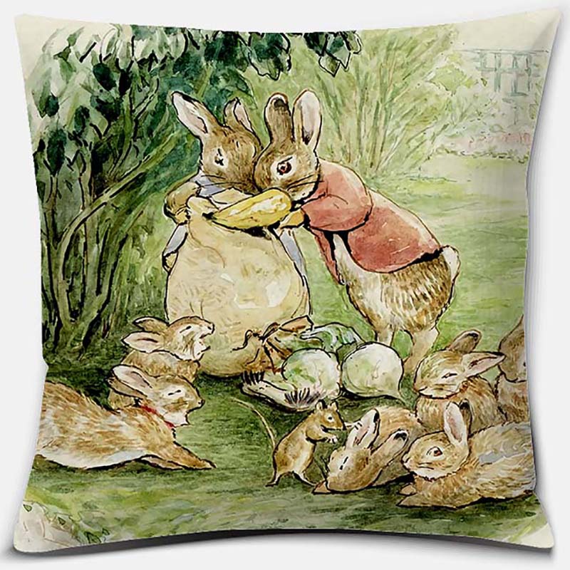Cute Cartoon Rabbit Printing Series Pattern Pillowcase Square Pillowcase Home Office Decoration Pillowcase