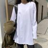 Automne Femmes Couleur Unie Fente T-Shirt à Manches Longues Haut Chemise de Base