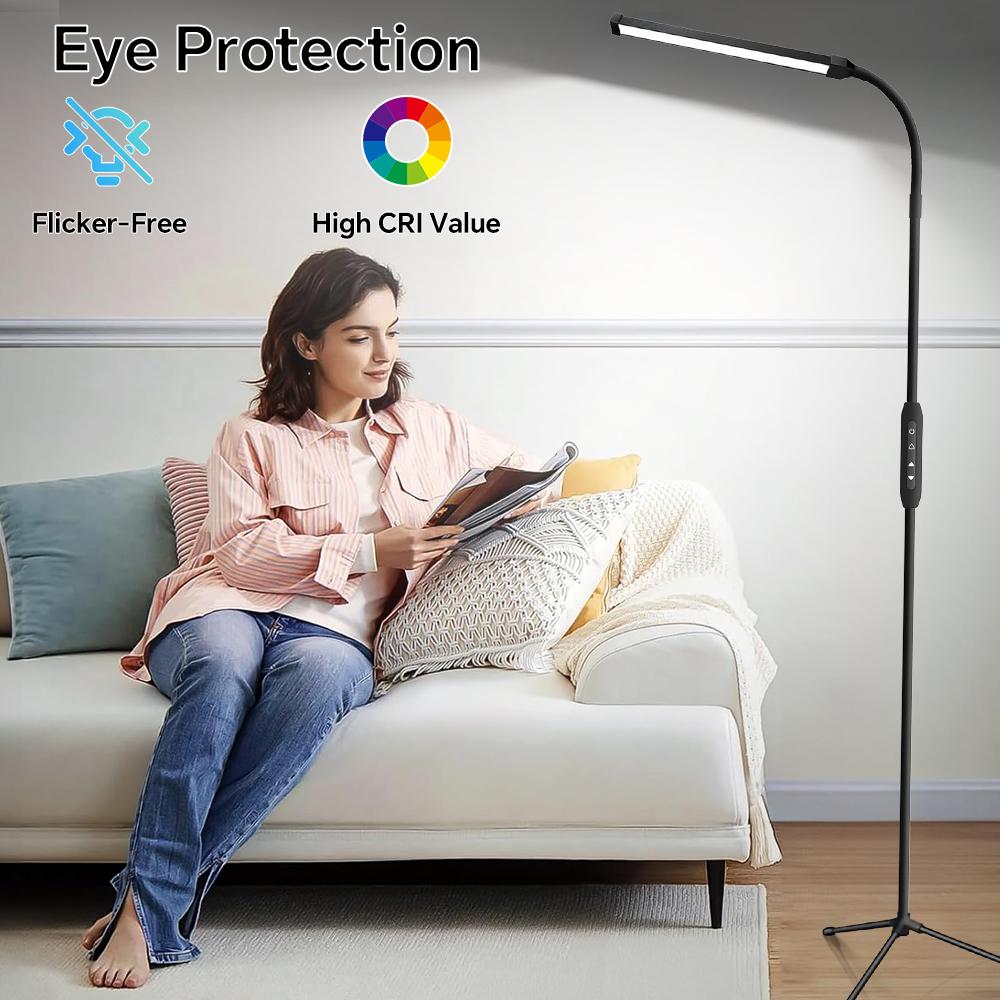 Bright LED Floor Light with Timer, Adjustable Color Temperature & Dimmable, Standing Floor Lamps for Living Room Bed Room Office