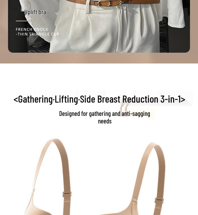 Seamless Lift Goddess Bra: Women's Small Bust, Summer Thin Style, Side Bust Control, Anti-Sagging, Sexy Half Cup.
