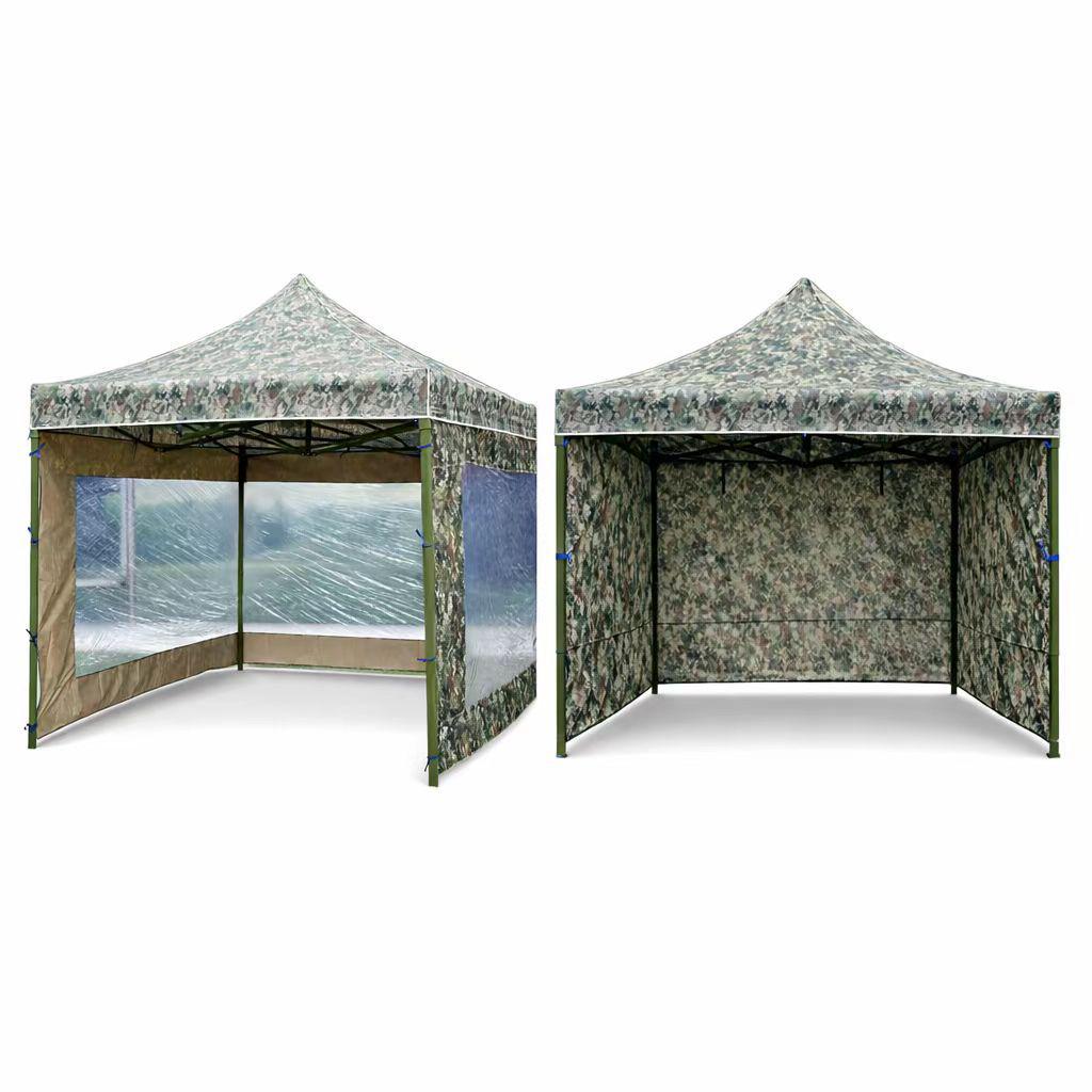Camouflage Four-Corner Telescopic Tent with Side Walls – Cold Protection, Sun Shade, Waterproof Oxford Cloth