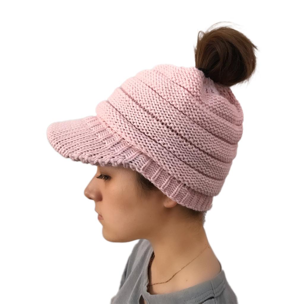 Popular, knitted ponytail hat without CC labeling duck tongue brim