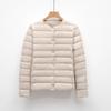 Women's Down Coats - Women's Lightweight Short Down Inner Jacket, Pinghu Solid Color Long Sleeve Crew Neck Warm Outerwear For Autumn Winter