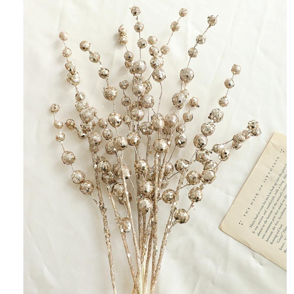 10 ST 40CM Julglittergrenar Paljetter Plast Julbärsstjälk Handgjord DIY Simulerad