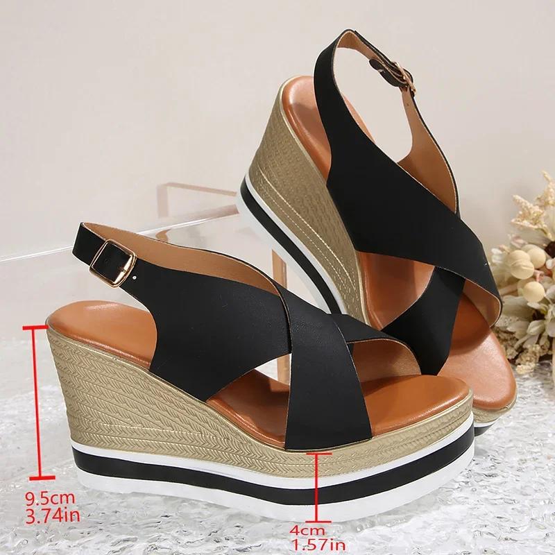 Fashion Women Platforms Sandals Summer Peep Toe High Heel Sandles 2025Cross Band Chunky Wedge Sandals Shoes for Women Sandalias De Mujer