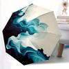 1pc Ocean Waves Automatic Open/close Folding Compact Umbrella, 8 Rib Sturdy Canopy, Lightweight Portable, Everyday Use, Gift,,115