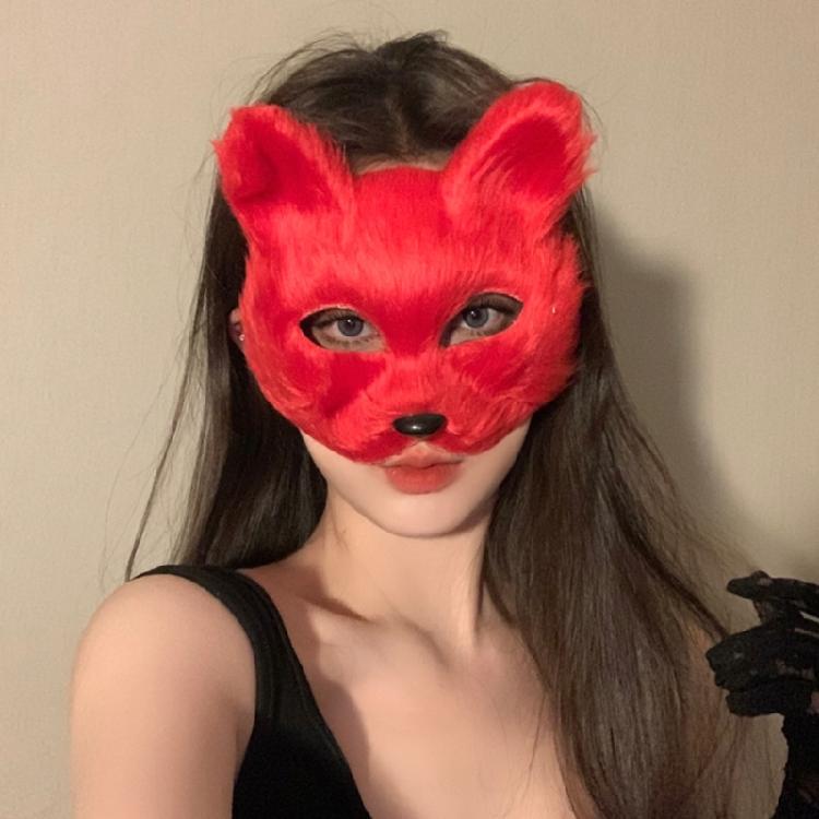 Halloween Costume Set Plush Face Cover Furry Gloves Foxes Tail Paws Gloves Animal Dress Up Set for Cosplay Enthusiasts
