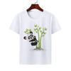 Cute Giant Panda Cartoon Tshirt for Boy Girl Summer round Neck Modal Cat Short Sleeve ParentChild Top Kids Clothing