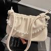 Niche Pleated Underarm Bag Women's Autumn Fashion Pearl Chain Commuter Shoulder Messenger Bag