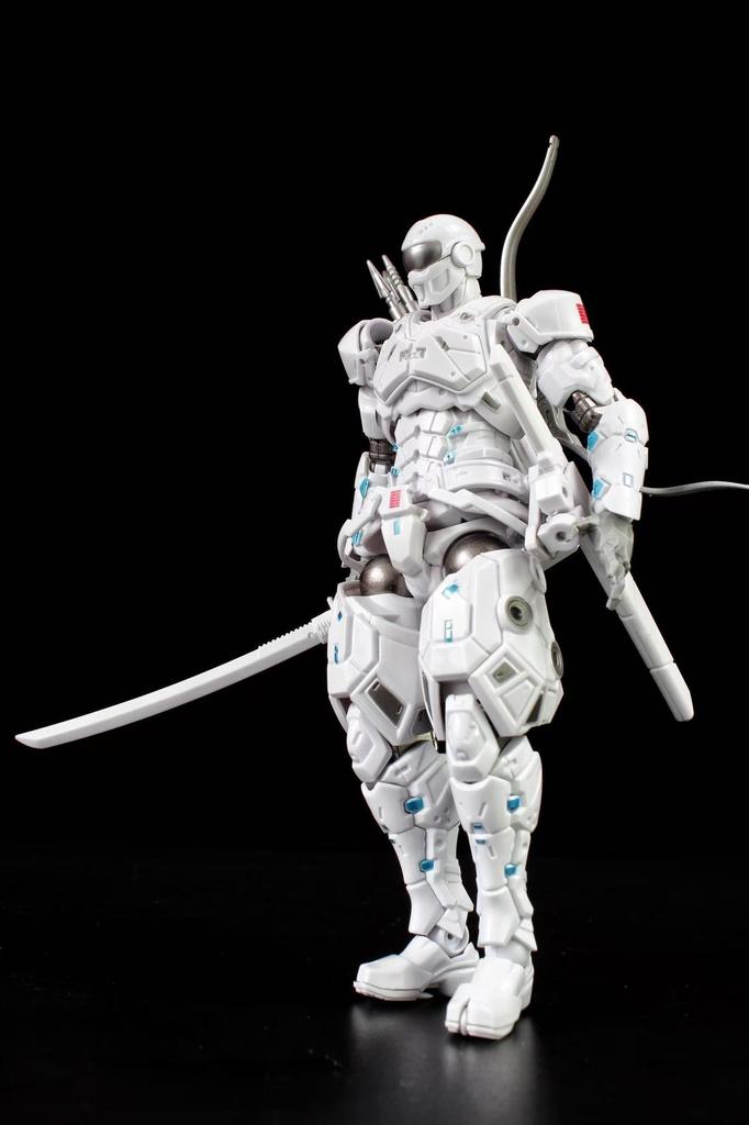 "Cybernetic White Mech: Future Soldier Action Figure"