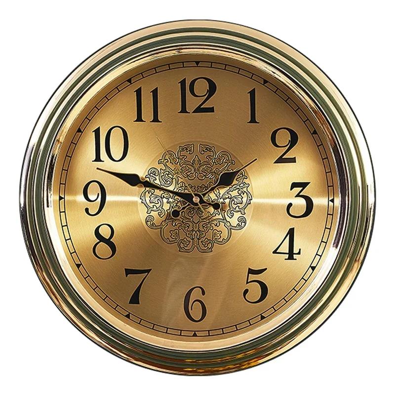 Retro Wall Clocks Large Golden Metal Watches Silent Luxury Living Room Wall Clock Copper Creative Modern Bedroom Home Decor Gift
