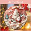 Halloween Themed Santa Claus Snowman Pattern Circular Acrylic Pink Pendant For Festive Home Decor