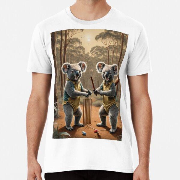 Koalas playing Australian bush cricket Premi S to 5XL Made in the AU/USA T-Shirt