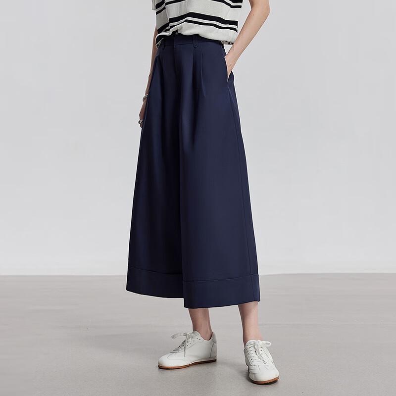 Damen Lyocell Relaxed Wide-Leg Cropped Hose