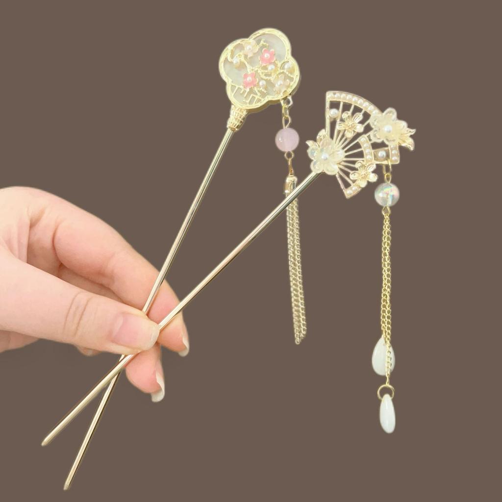 Antique Flower Scalloped Hairpin, Advanced Sense, New Chinese Tassel Step Hair Hairpin, Hanfu Xiuhe Disc Hair Hairpin Hair Accessories