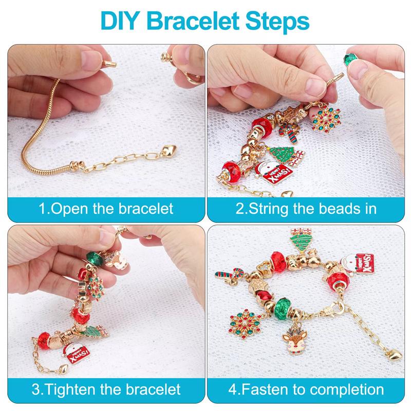 Weihnachts-Adventskalender-Geschenkbox 2025, kreative DIY-Schneemann-Weihnachtsmann-Armband-Countdown-Kalenderbox für Mädchen, Jahresgeschenk