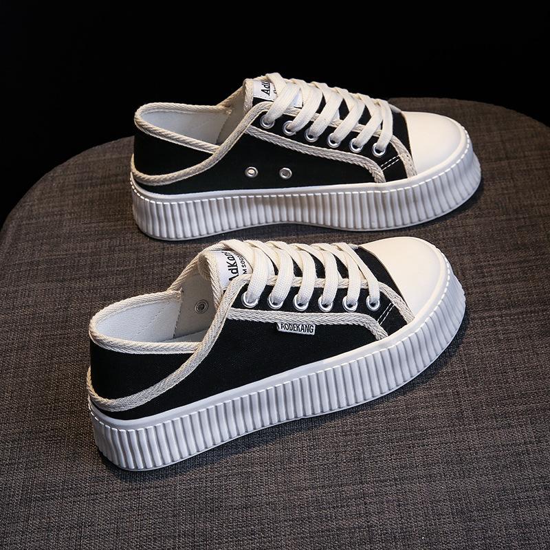 Summer new half-drag female ins student breathable casual canvas shoes women's board shoes