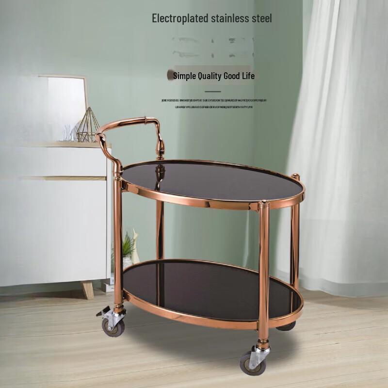 2-Tier Rose Gold Stainless Steel Serving Cart