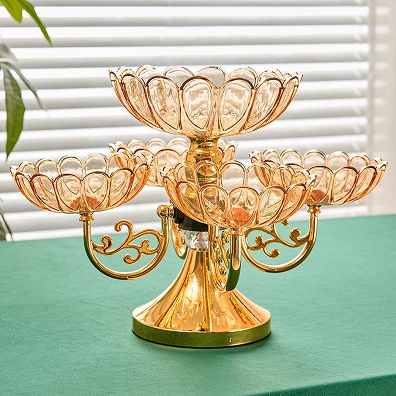 Vícevrstvý 360° otočný podnos na ovoce Luxusní křišťálový talíř na sladkosti a pochutiny Vánoční párty úložný podnos