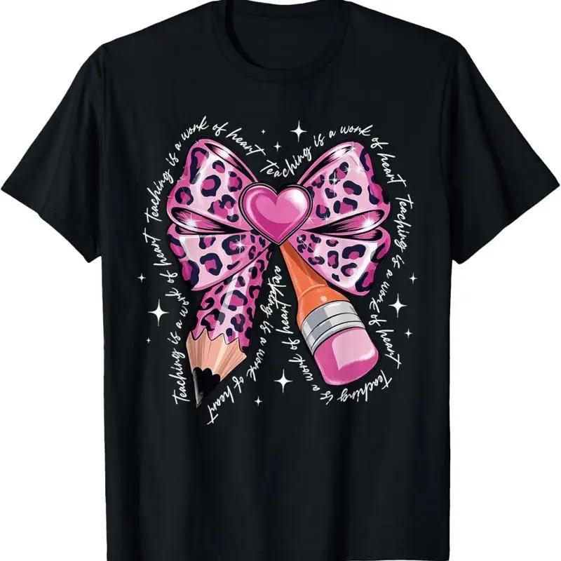 

Teaching Is Work Of Heart Teacher Pencil Bow Valentine S Day T Shirt S разноцветный