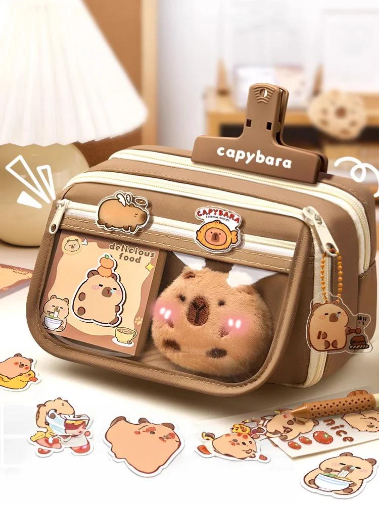 Trousse à Crayons en Tissu Mignonne Kawaii Grande Capacité Fermeture Éclair Animale Sac pour Enfants Garçons Trousse à Stylo Fille Étui Scolaire Fournitures