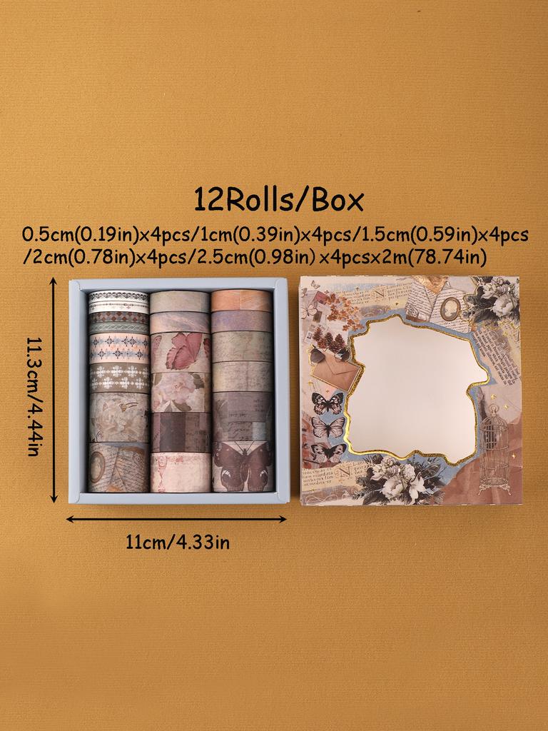 12 rolek/Pudełko Vintage Beauty Taśma Washi Taśma Papierowa Samoprzylepna Do Kreatywnego Journalingu Scrapbookingu I Dekoracji Scrapbooking Washi Tap
