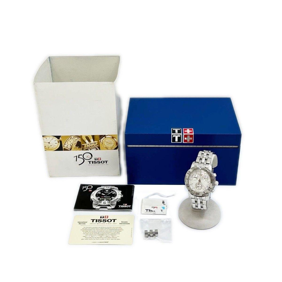 Used TISSOT Tissot watch quartz stainless steel silver with box chipped R8.6 battery replaced T362-462K