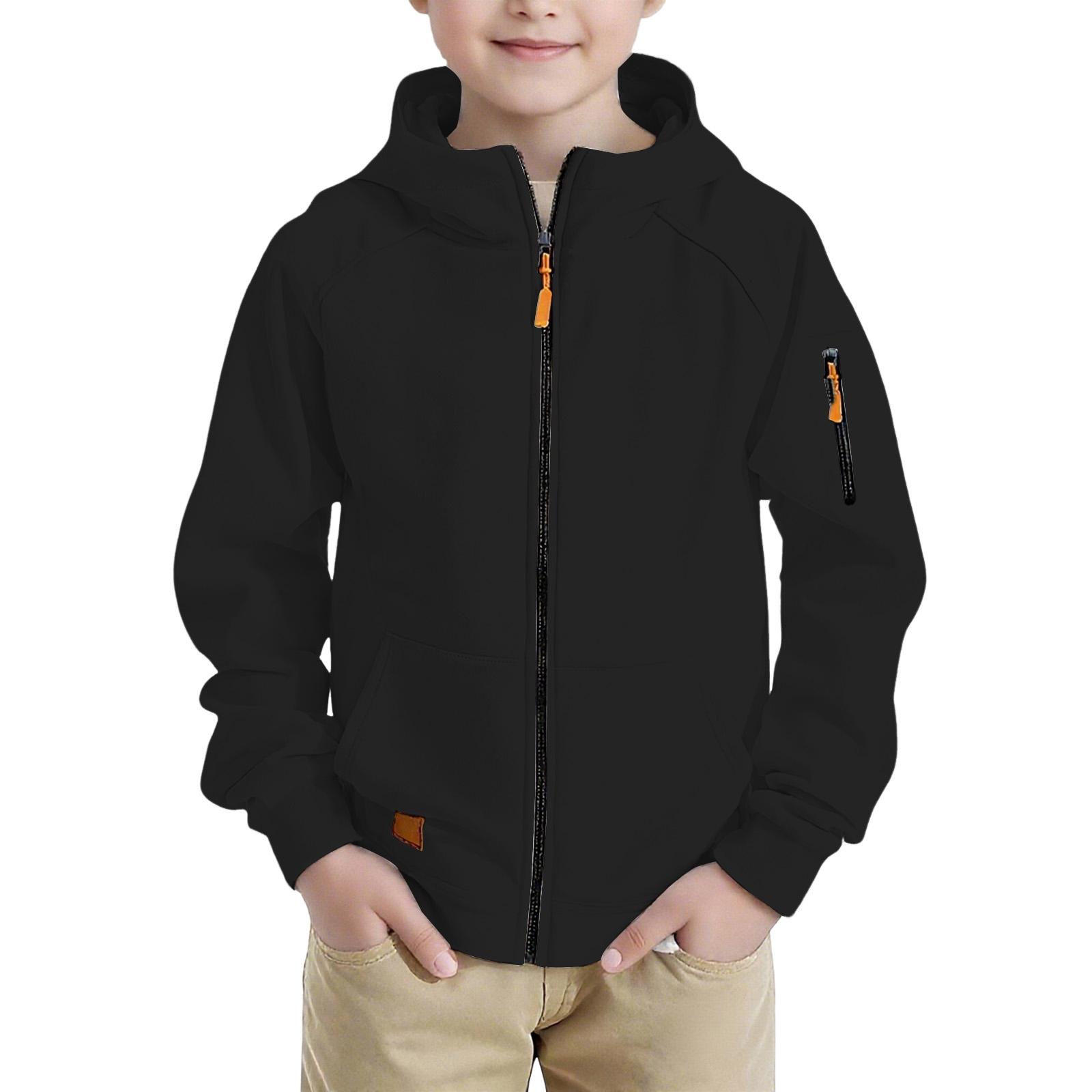 

Модная толстовка-куртка с рукавами реглан на молнии для мальчиков, однотонная 110 чёрный