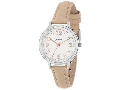 Sun Flame Watch J-AXIS HL269-BE Women's Beige Faux Leather Band Alloy Steel Case