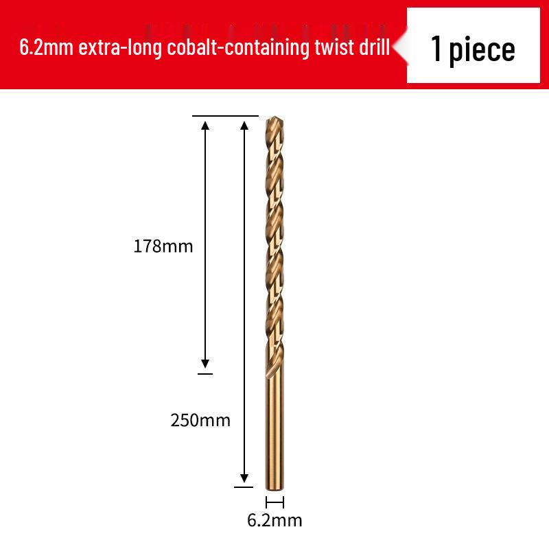 Cobalt Extra-Long High-Strength Alloy Twist Drill Bit for Stainless Steel and Woodworking