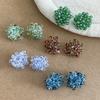 Silver Needle Pastoral Crystal Flower Stud Earrings - Luxurious, Fashionable, and Versatile Ear Ornaments