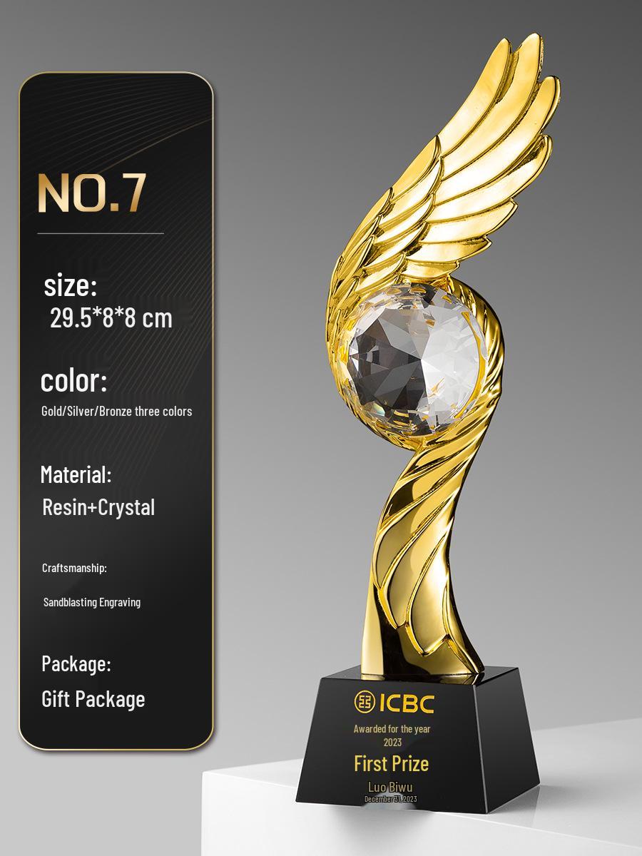 2024 Corporate Event Crystal Trophy Awards: Gold, Silver, Bronze Medals & Souvenirs