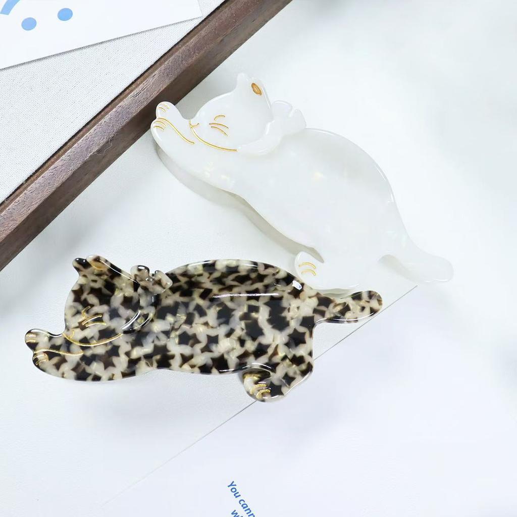 Ättiksyra japansk och sydkoreansk avancerad leopardtryck katt hårnål klämma damers temperament hårnål bakhuvud hajklämma