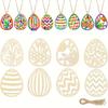 40 Pieces Wooden Easter Egg Ornaments For Diy Crafts, Painting And Home Decoration, Perfect Easter Gifts And Holiday Decorations