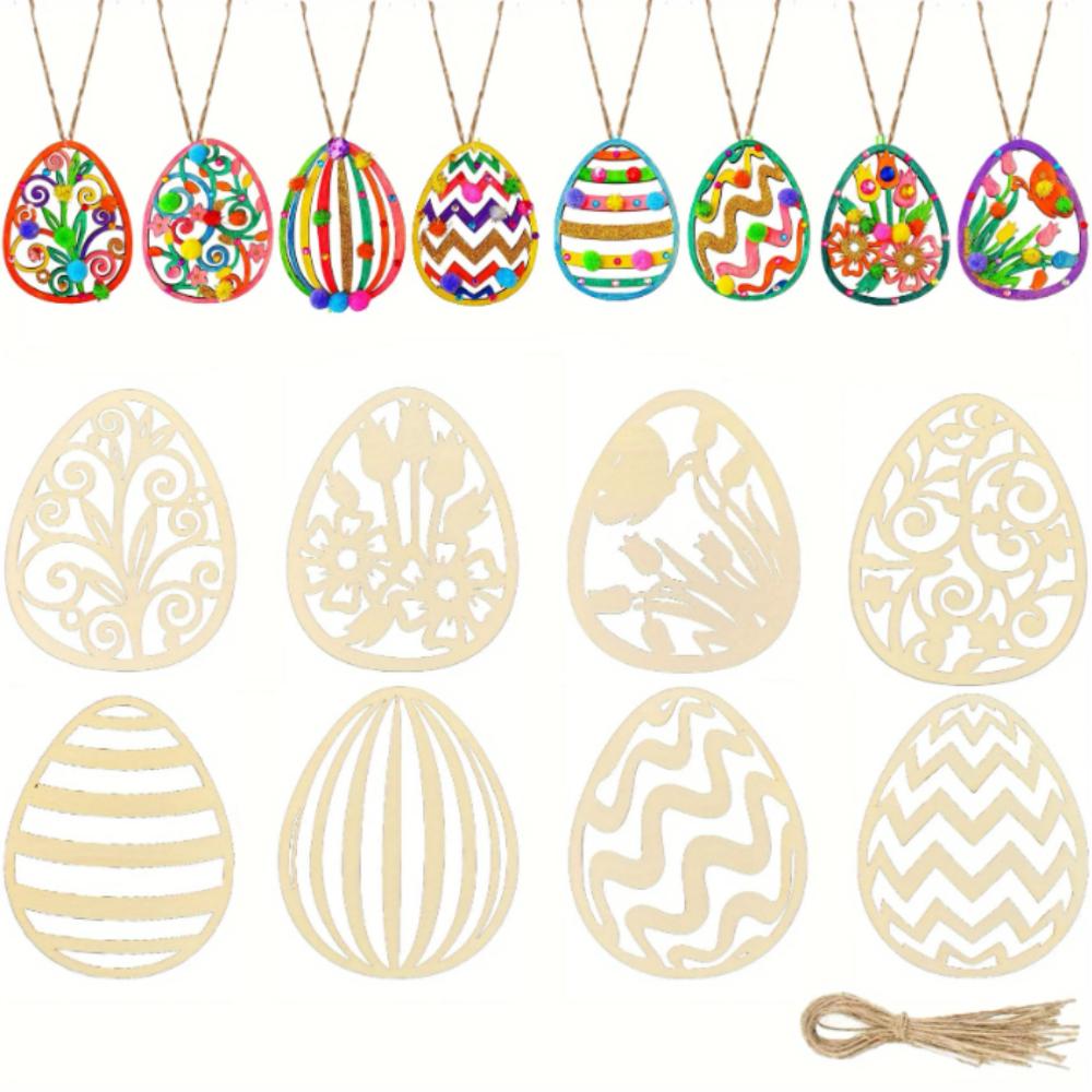 40 Pieces Wooden Easter Egg Ornaments For Diy Crafts, Painting And Home Decoration, Perfect Easter Gifts And Holiday Decorations