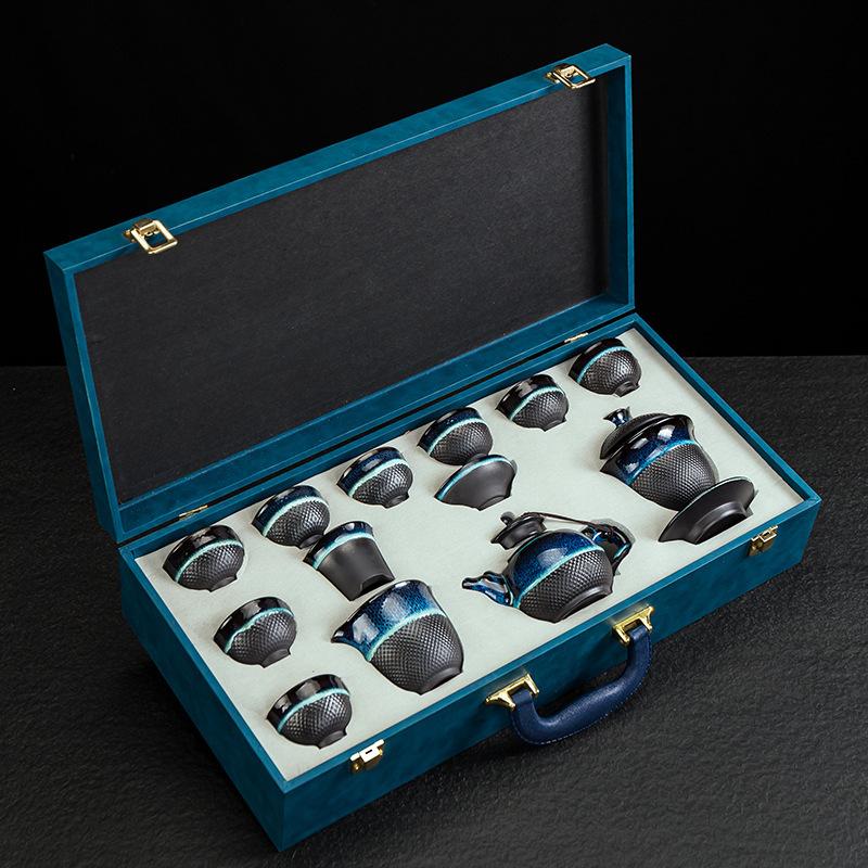 Side Handle Kettle Kung Fu Tea Set Gift Box for Clients Creative Annual Meeting Event Gift Souvenir with Logo