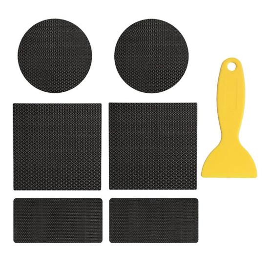 1 Set Trampoline Repair Kit with Square Round Rectangle Patch Scraper Waterproof Self-Adhesive Trampoline Tear Hole Covering Patch Kit