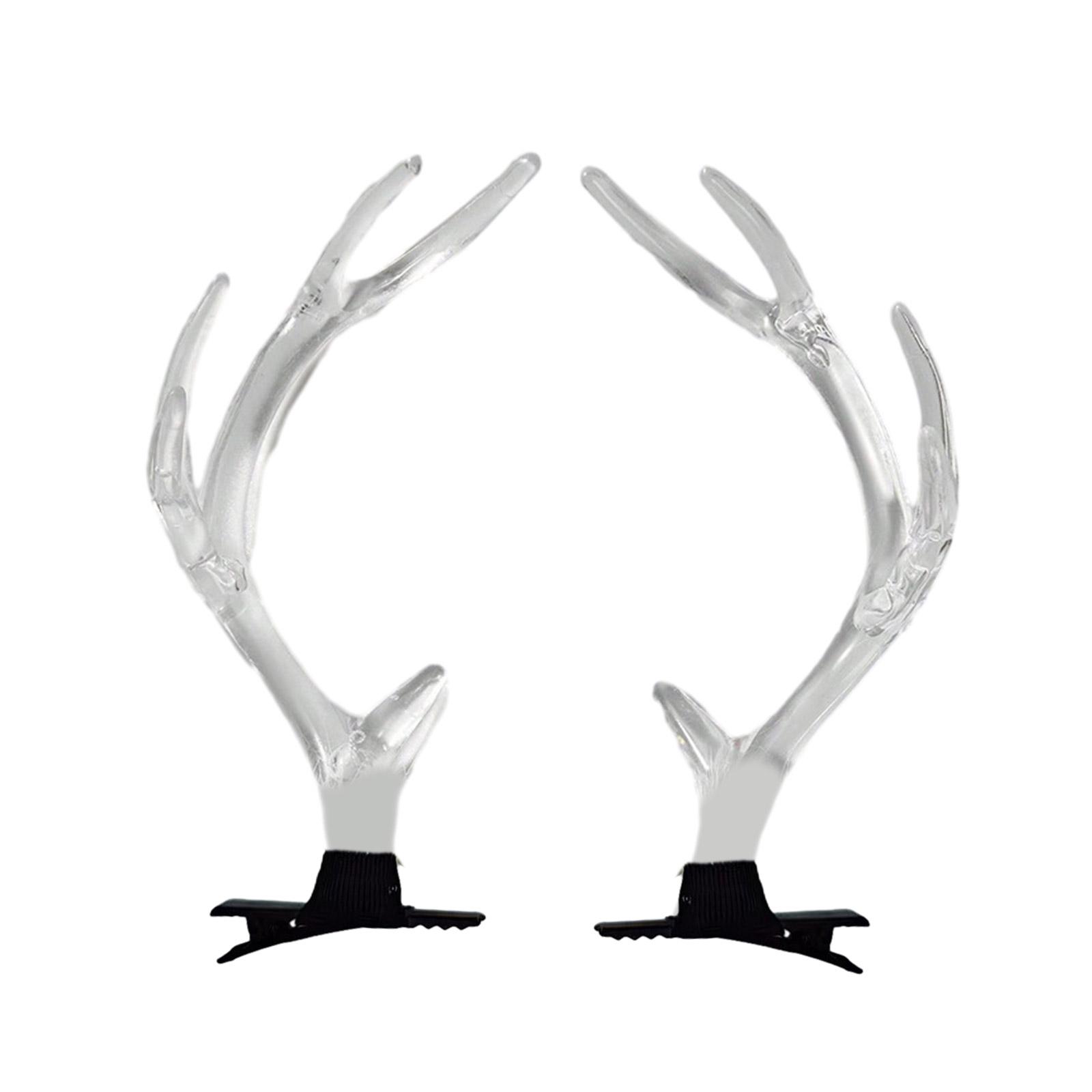 

2 шт. Прозрачная рождественская заколка для волос с рогами, праздничный головной убор для женщины, детей, челки, для фотосессии, шопинга, путешествий, противоскользящая D