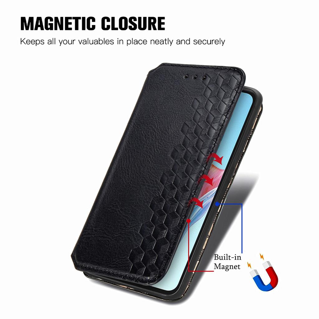 For Oppo A38 4G/A18 4G PU Leather Case Rhombus Imprint Wallet Stand Phone Cover