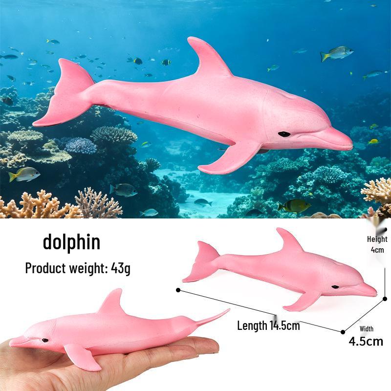 Marine Animal Simulation Model Figures: Shark, Dolphin, Hammerhead, Crab, Squid, Starfish for Kids' Education