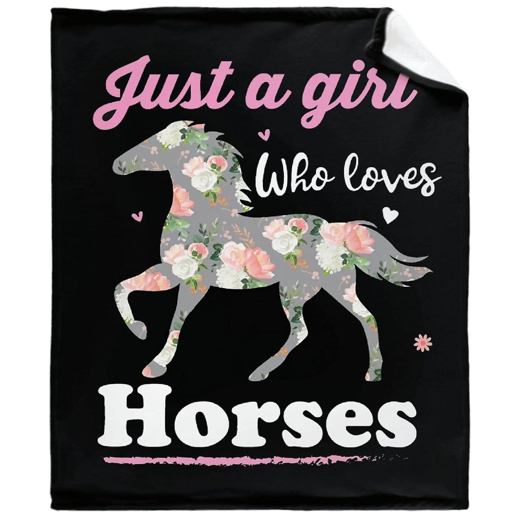 Horses Blankets Coral Fleece Plush Summer Nature Wild Animals Portable Lightweight Throw Blankets for Home Car Bedspreads