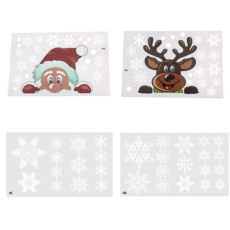 Vánoční elektrostatická samolepka na okno Skleněná nálepka Santa Claus Vločka Samolepky na zeď Pro dětské pokoje Novoroční ozdoby Dekor